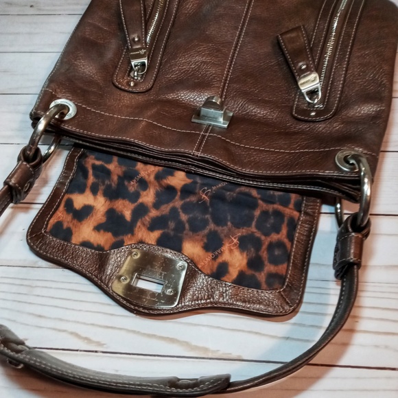 B Makowsky Genuine Bronze Pebbled Leather Satchel - Picture 9 of 13